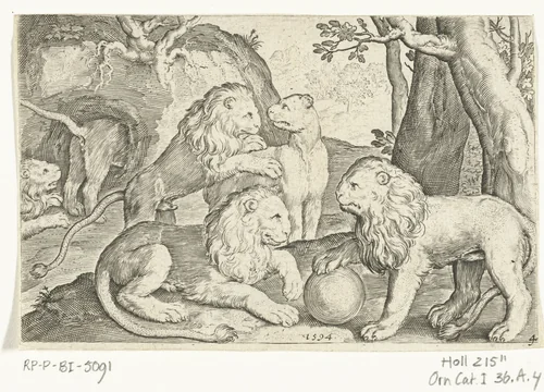 Leeuwen by Nicolaes de Bruyn, print, 1594