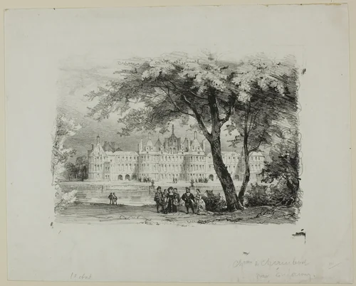 Château de Chambord by Eugène L. Lami, print, 1820-1835