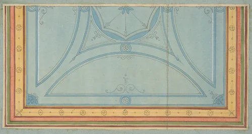 Design for the painted decoration of a ceiling by Jules-Edmond-Charles Lachaise, drawing, 1850-1900