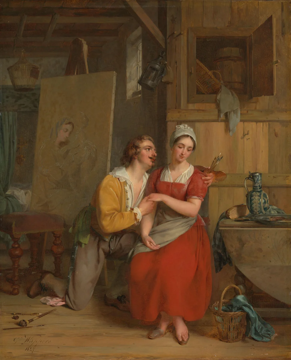 Anthony van Dyck wooing his Model by Gustave Wappers, painting, 1827