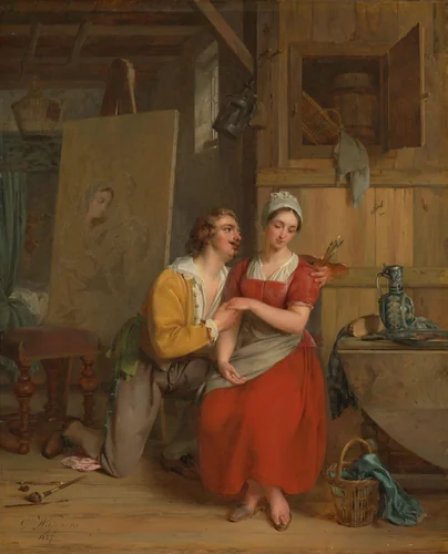 Anthony van Dyck wooing his Model by Gustave Wappers, painting, 1827