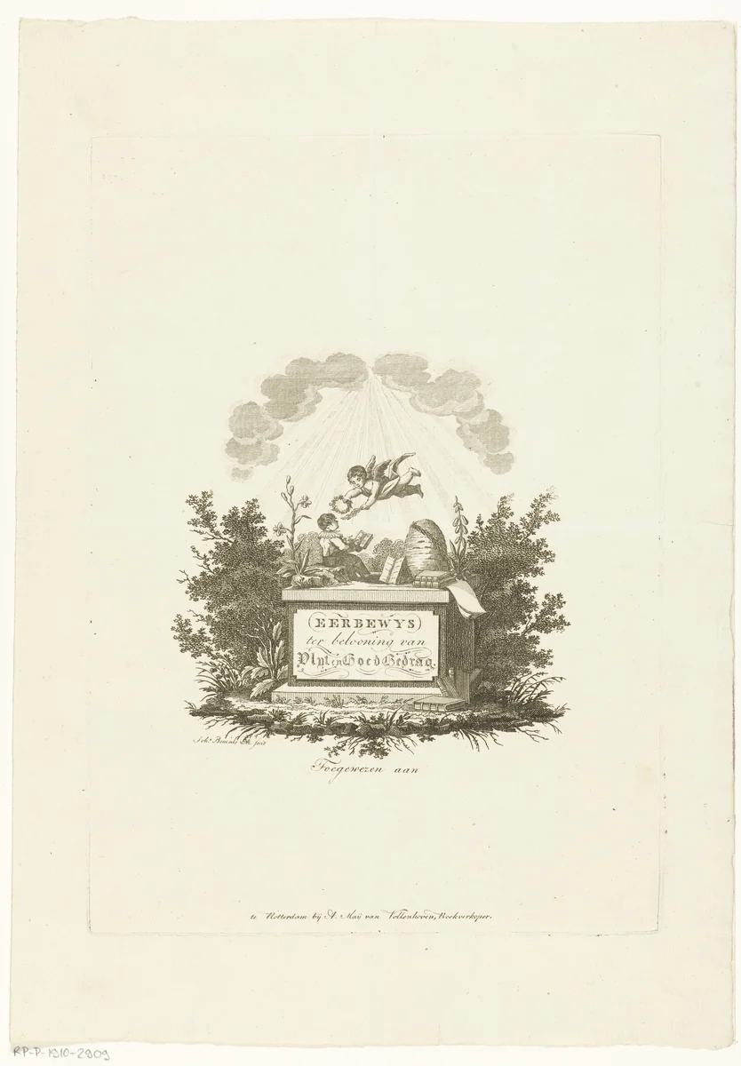 Oorkonde voor goed gedrag by Joannes Bemme, print, 1800-1841