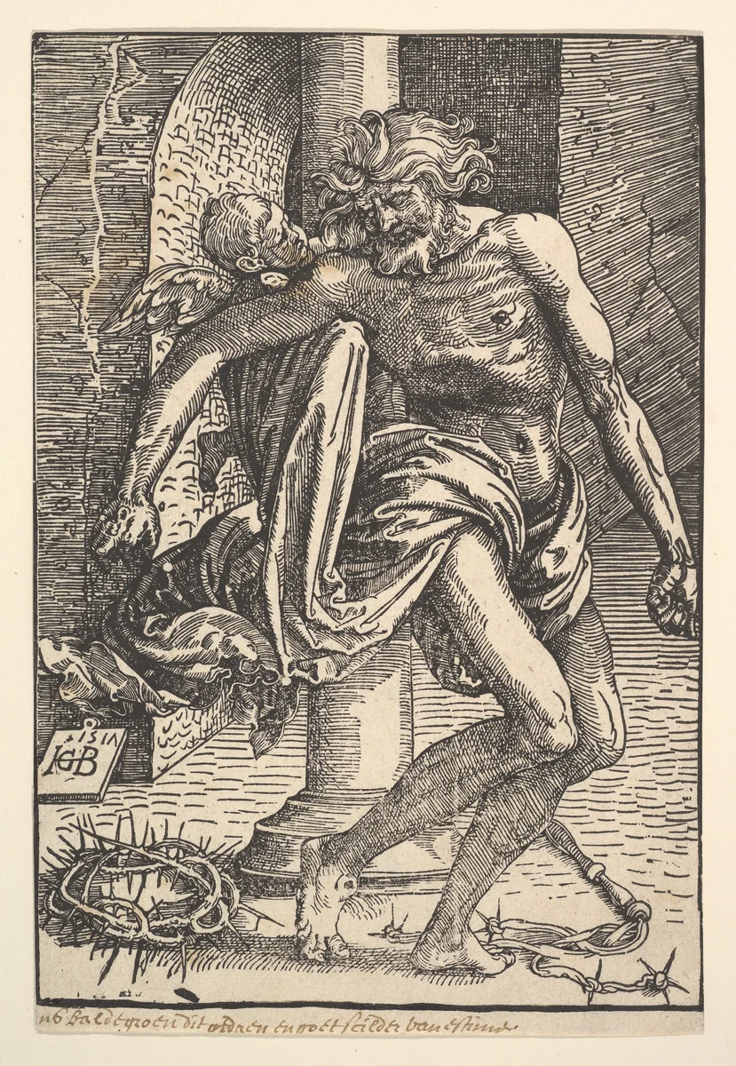 Christ with the Instruments of Torture Supported by a Little Angel by Hans Baldung, print, 1517