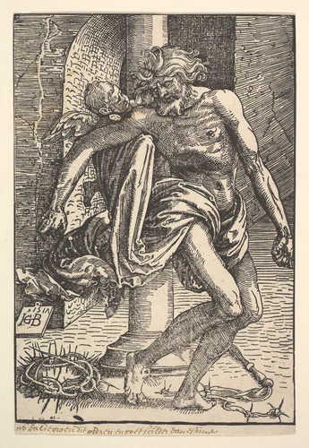 Christ with the Instruments of Torture Supported by a Little Angel by Hans Baldung, print, 1517
