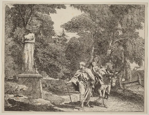 The Episode of the Falling Idol by Giovanni Domenico Tiepolo, print, 1753