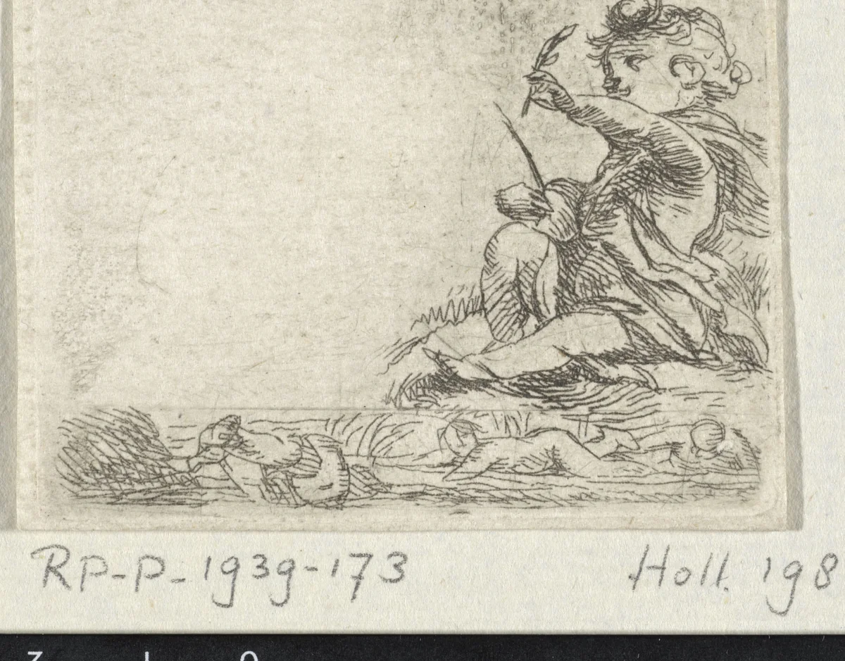 Putto aan de waterkant by Cornelis Schut, print, 1618-1655