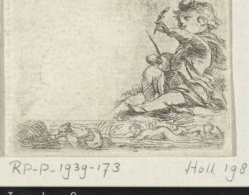 Putto aan de waterkant by Cornelis Schut, print, 1618-1655