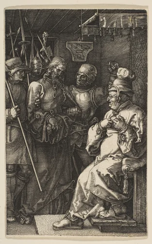 Christ before Caiaphas, from "The Passion" by Albrecht Dürer, print, 1512