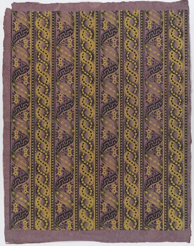 Sheet with four borders with guilloche and ribbon patterns by anonymous, print, 1775-1875