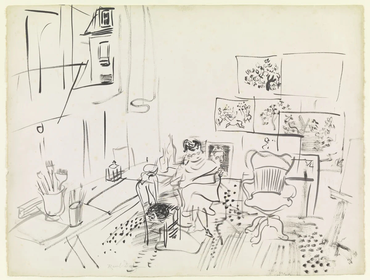 The Artist's Studio by Raoul Dufy, drawing, 1942
