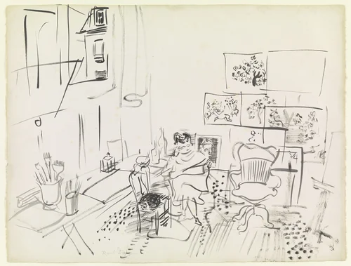 The Artist's Studio by Raoul Dufy, drawing, 1942