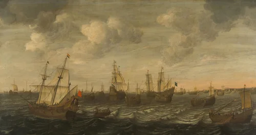 The Dutch Herring Fleet at the fishing grounds by Cornelis Beelt, painting, 1660-1701
