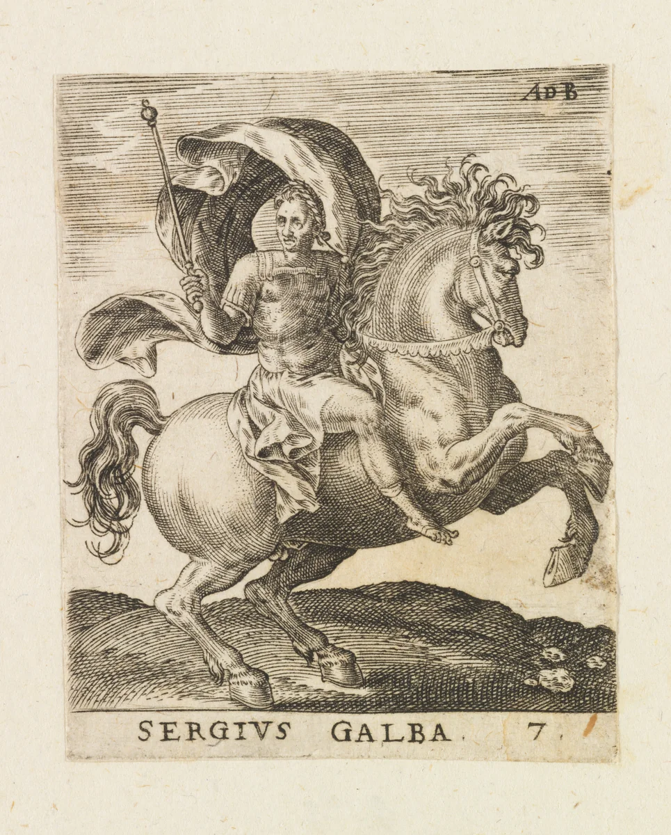 Sergius Galba, from "Twelve Caesars on Horseback" by Abraham de Bruyn, print, 1560-1592