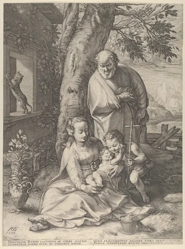 The Holy Family with the Infant John the Baptist by Hendrick Goltzius, print, 1593