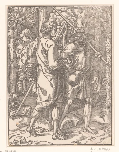 Johannes de Evangelist en apostel Jakobus de Meerdere by anonymous, print, 1529