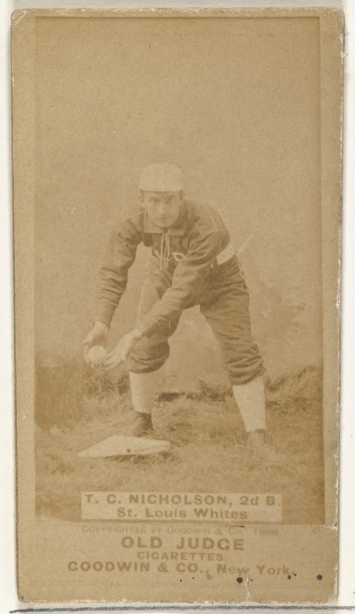 Nicholson, 2nd Base, St. Louis Whites, from the Old Judge series (N172) for Old Judge Cigarettes by Goodwin & Company, photograph, 1888