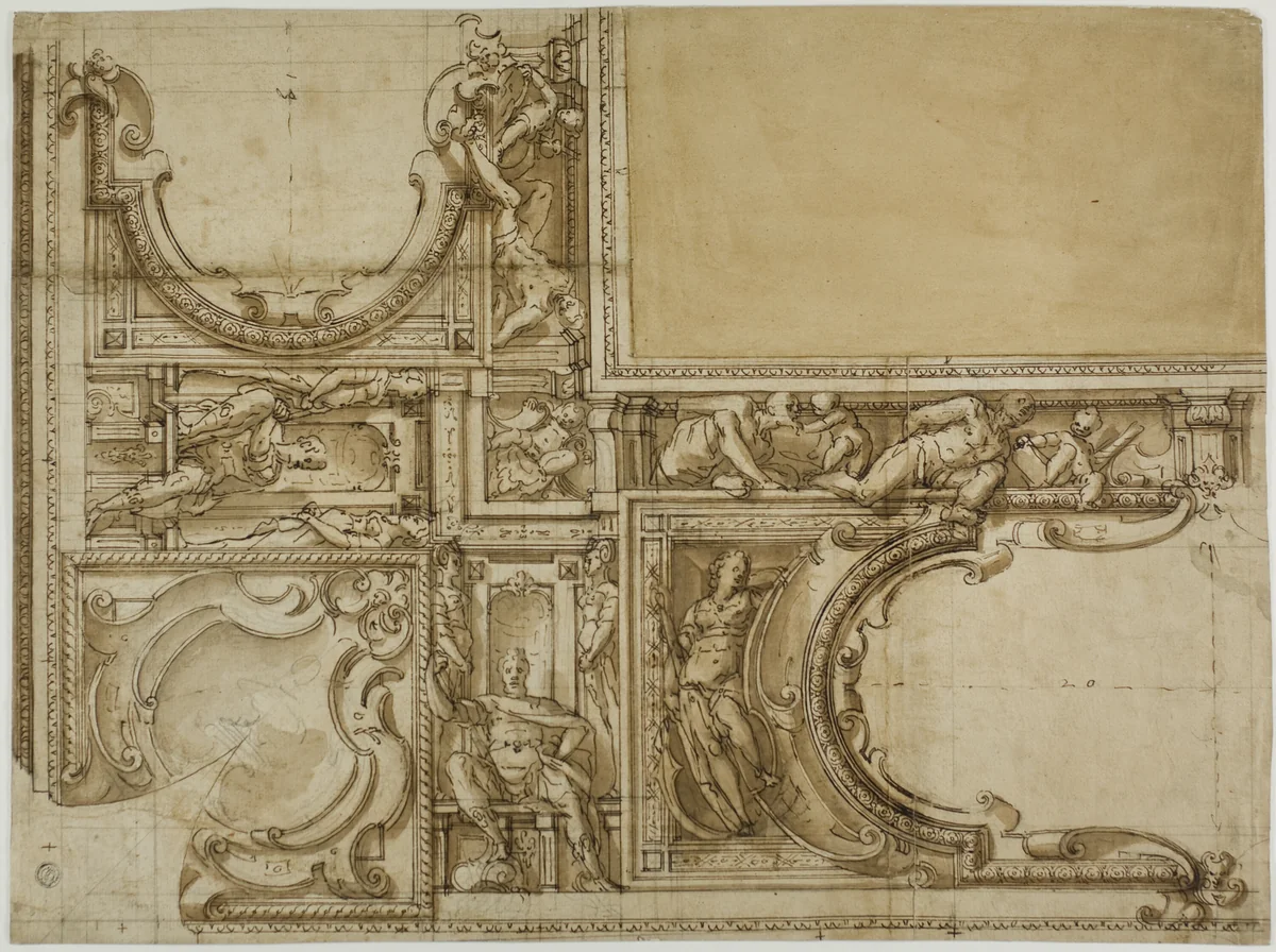 Design for a Ceiling Decoration by Lazzaro Tavarone, drawing, 1590-1614