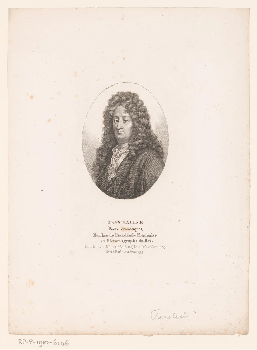 Portret van Jean Racine by Ambroise Tardieu, print, 1820-1828