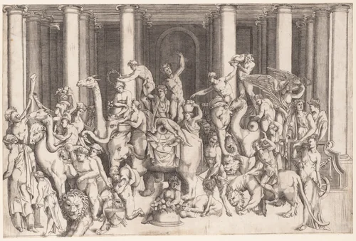The Indian Triumph of Bacchus by Enea Vico, print, 1537-1547