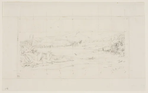 The Little French Colony at Akaroa, 1845 by Charles Meryon, drawing, 1865
