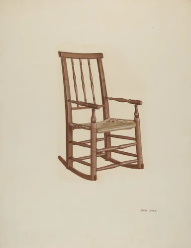 Raw Hide Bottom Rocker by Dorothy Johnson, index of american design, 1940