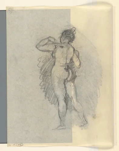 Naakte vrouw, op de rug gezien by Charles Conder, drawing, 1878-1909