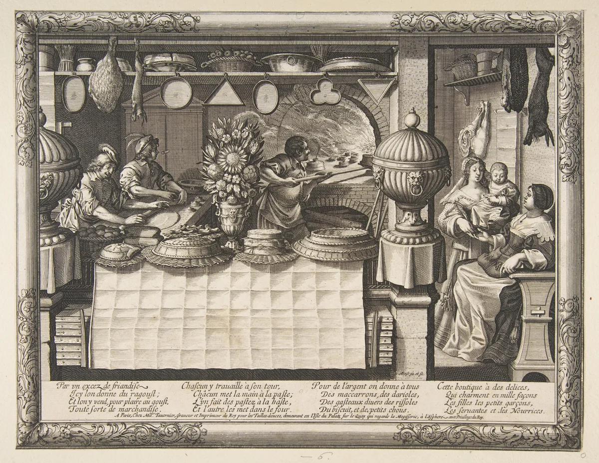 Pastry Shop by Abraham Bosse, print, 1627-1637