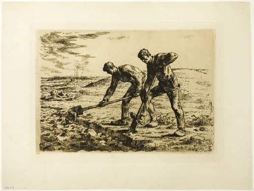 Two Men Digging by Jean-François Millet, print, 1855-1856