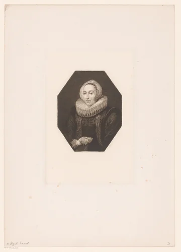 Portret van een onbekende vrouw met een roos by William Unger, print, 1847-1889