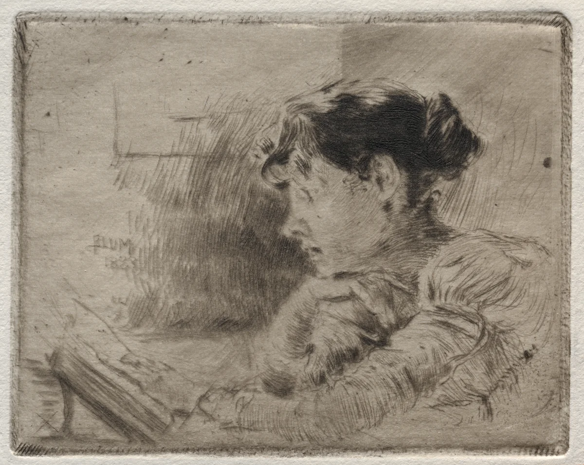 Girl Reading by Robert Frederick Blum, print, 1883