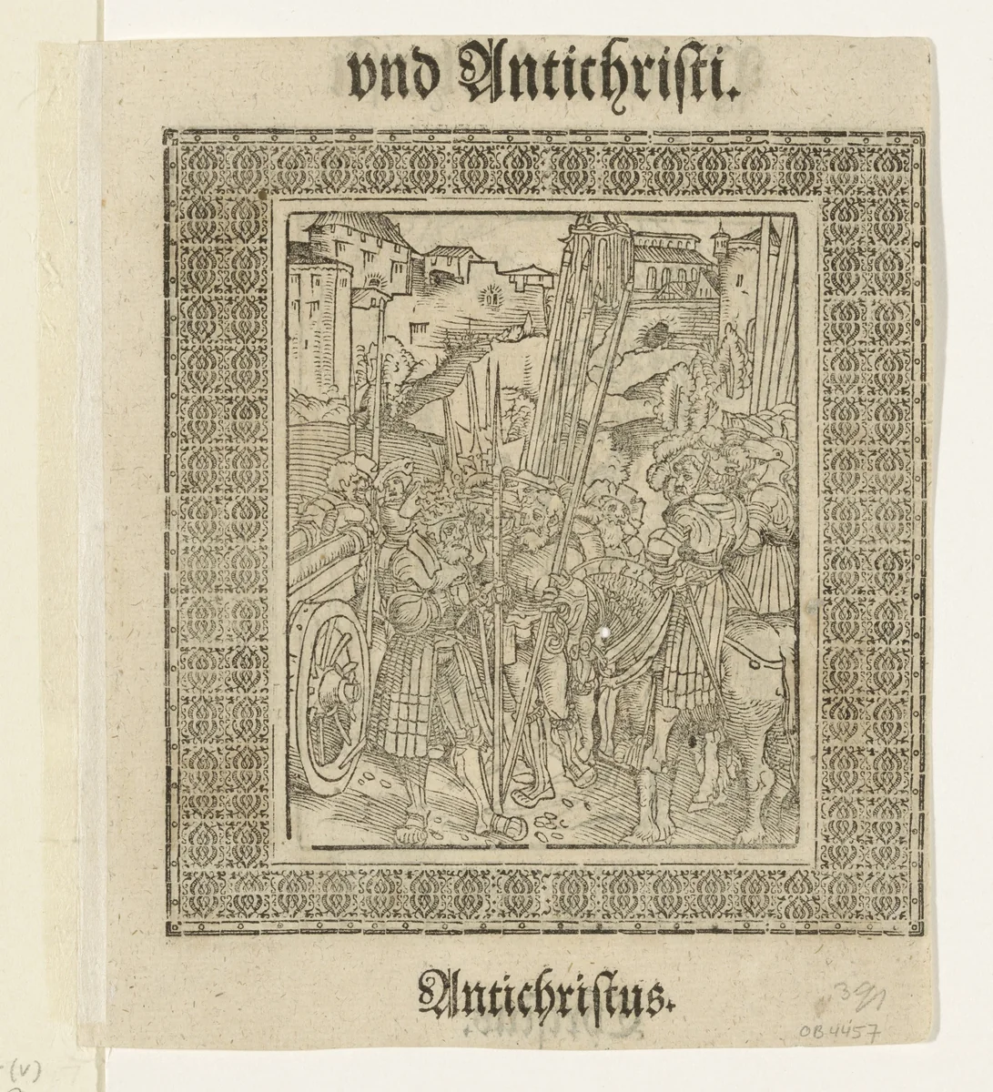 Paus voert het bevel over een leger by Lucas Cranach, print, 1521-1522