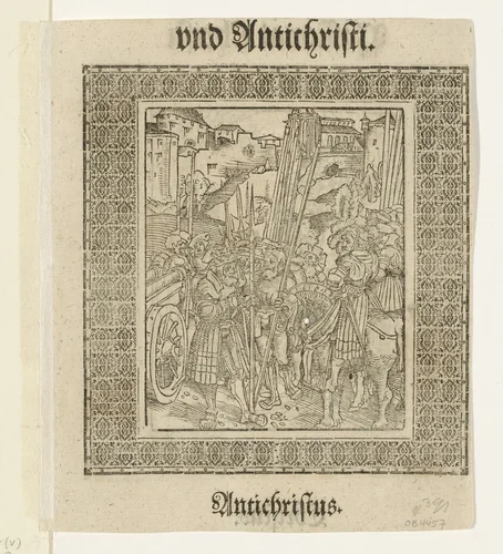 Paus voert het bevel over een leger by Lucas Cranach, print, 1521-1522