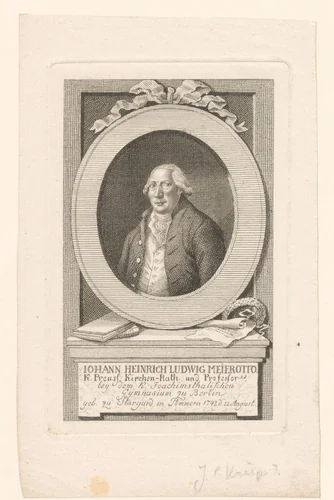 Portret van Johann Heinrich Ludwig Meierotto by Johann Conrad Krüger, print, 1743-1791