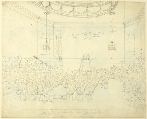 Study for Debating Society in Piccadilly, from Microcosm of London by Augustus Charles Pugin
Thomas Rowlandson, drawing, 1807-1808