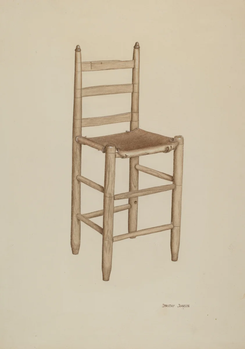 Hide-bottom High-seat Chair by Dorothy Johnson, index of american design, 1939