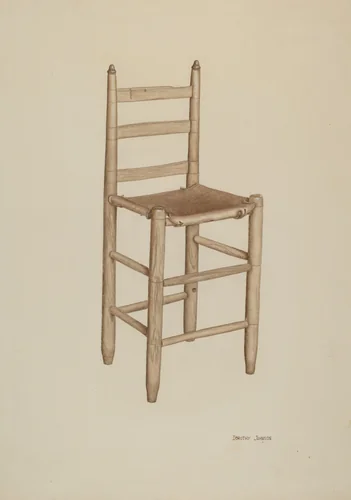 Hide-bottom High-seat Chair by Dorothy Johnson, index of american design, 1939
