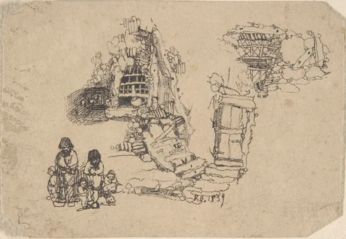 House in the Rocks by Rodolphe Bresdin, drawing, 1839