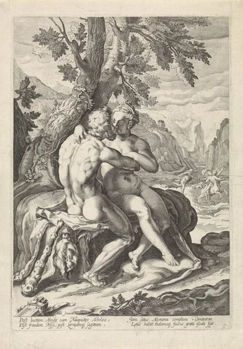 Hercules en Deïanira by anonymous, print, 1590-1640