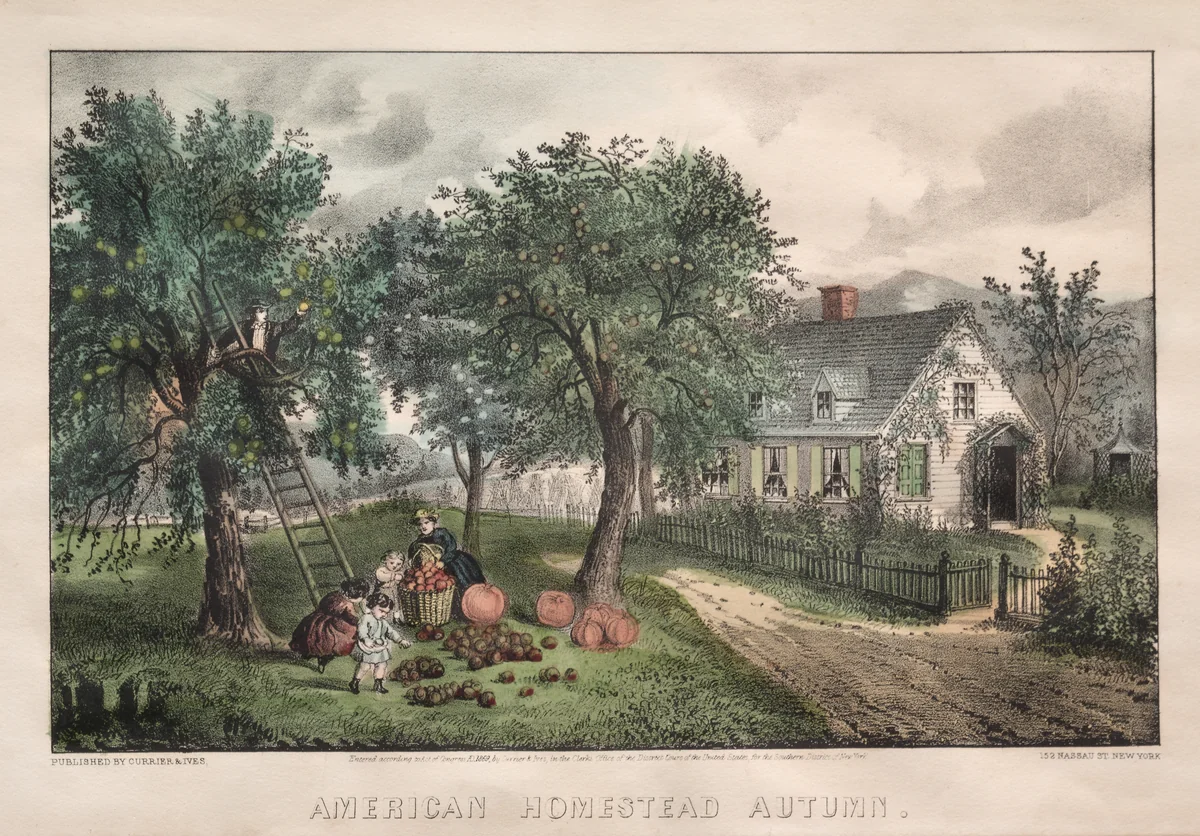American Homestead, Autumn by James Merritt Ives, print, 1869