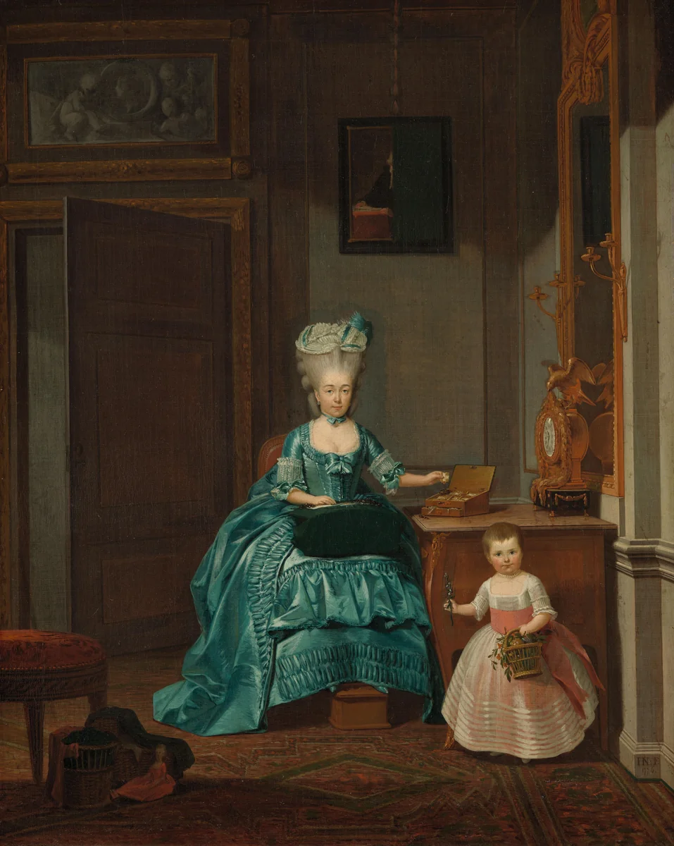 Portrait of Suzanna Cornelia Mogge and her Daughter Johanna Ferdinanda van Collen by Hermanus Numan, painting, 1776