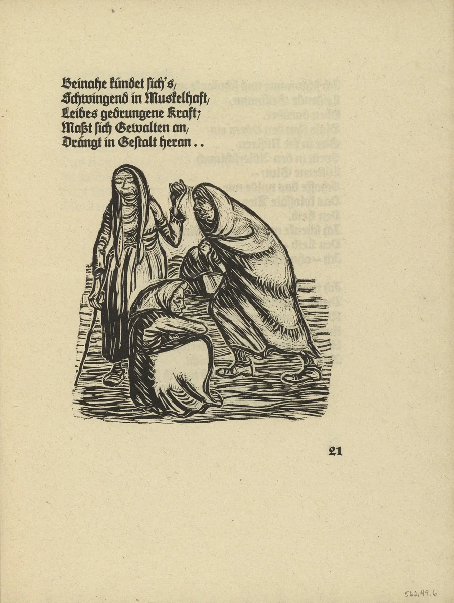 The Outcasts (Die Verstoßenen) (in-text plate, page 21) from Der Kopf (The Head) by Ernst Barlach, illustrated book, 1919