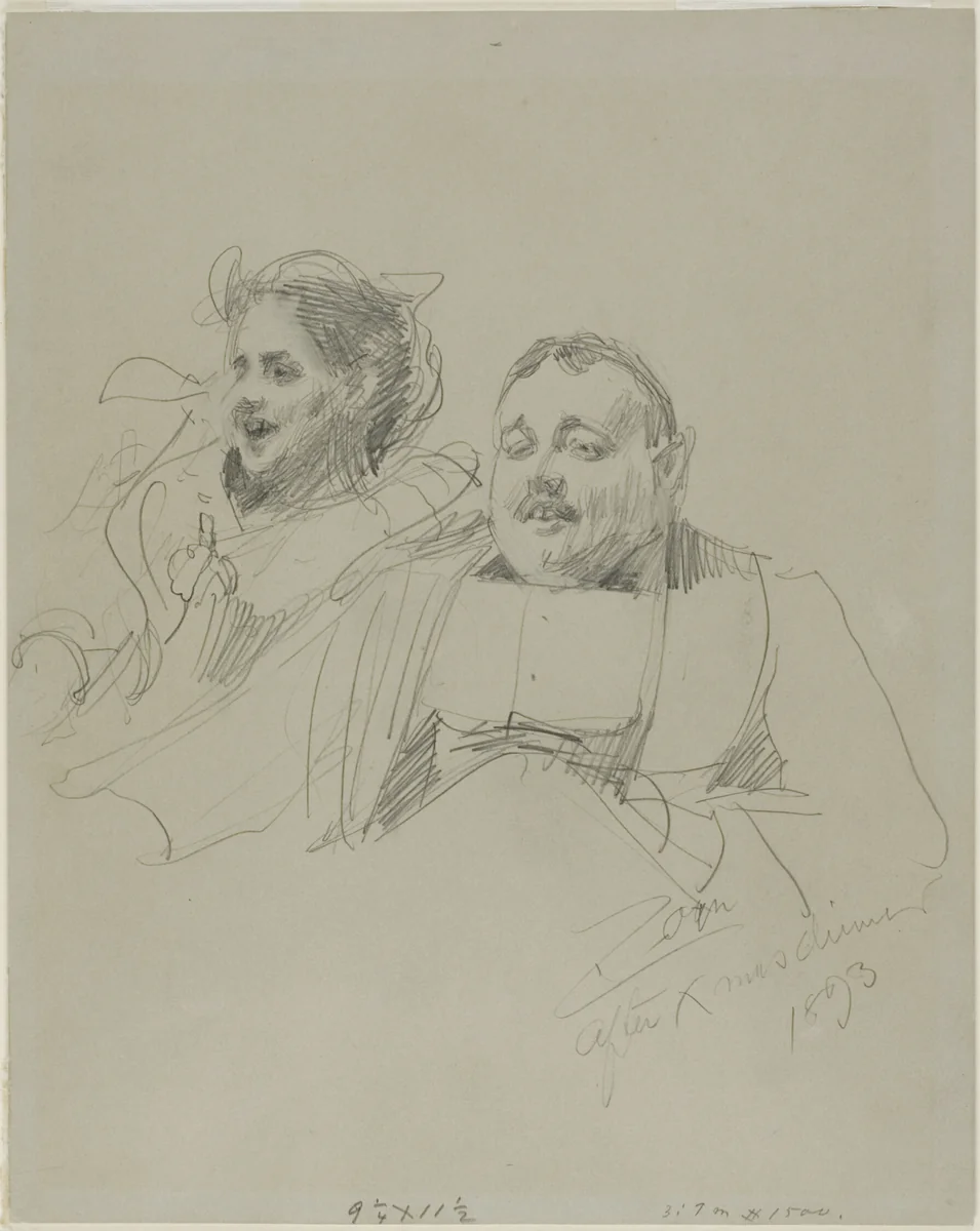 Mr. and Mrs. Raymond Johnson by Anders Zorn, drawing, 1893