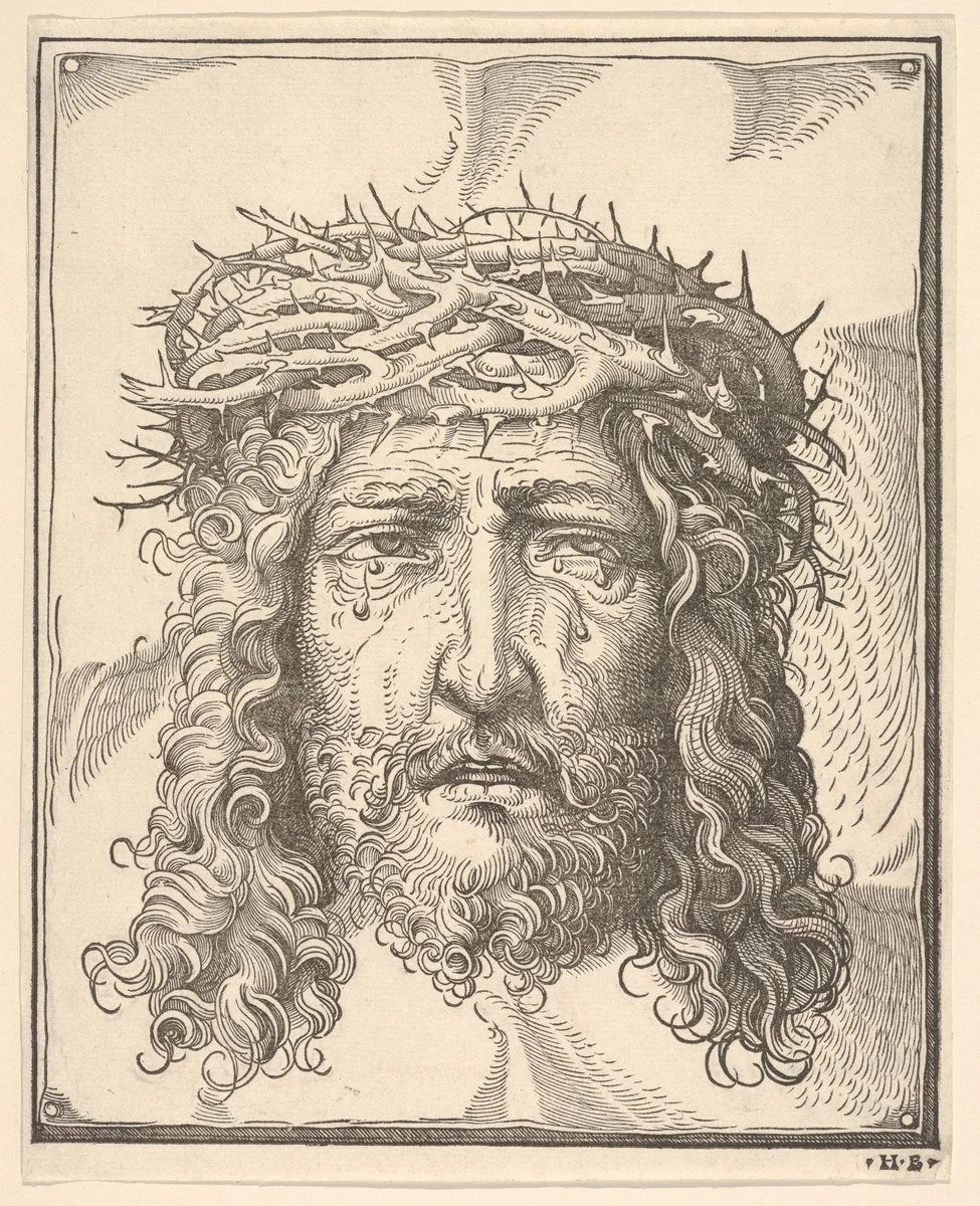 The Head of Christ Crowned with Thorns by Hans Burgkmair, print, 1498-1531