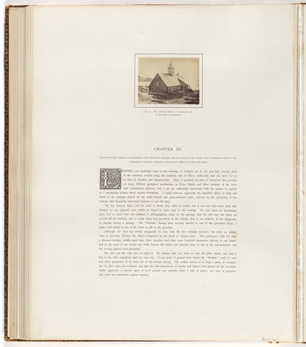 "The Lutheran Church at Jacobshaven, one of the finest in Greenland." by George P. Critcherson, John L. Dunmore, William Bradford, photograph, 1869