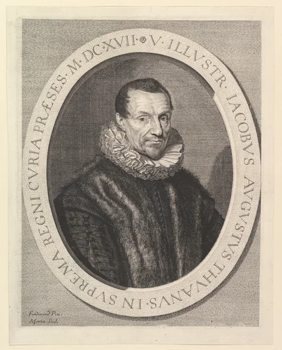 Jacques-Auguste de Thou, premier president au Parlement by Jean Morin, print, 1605-1650