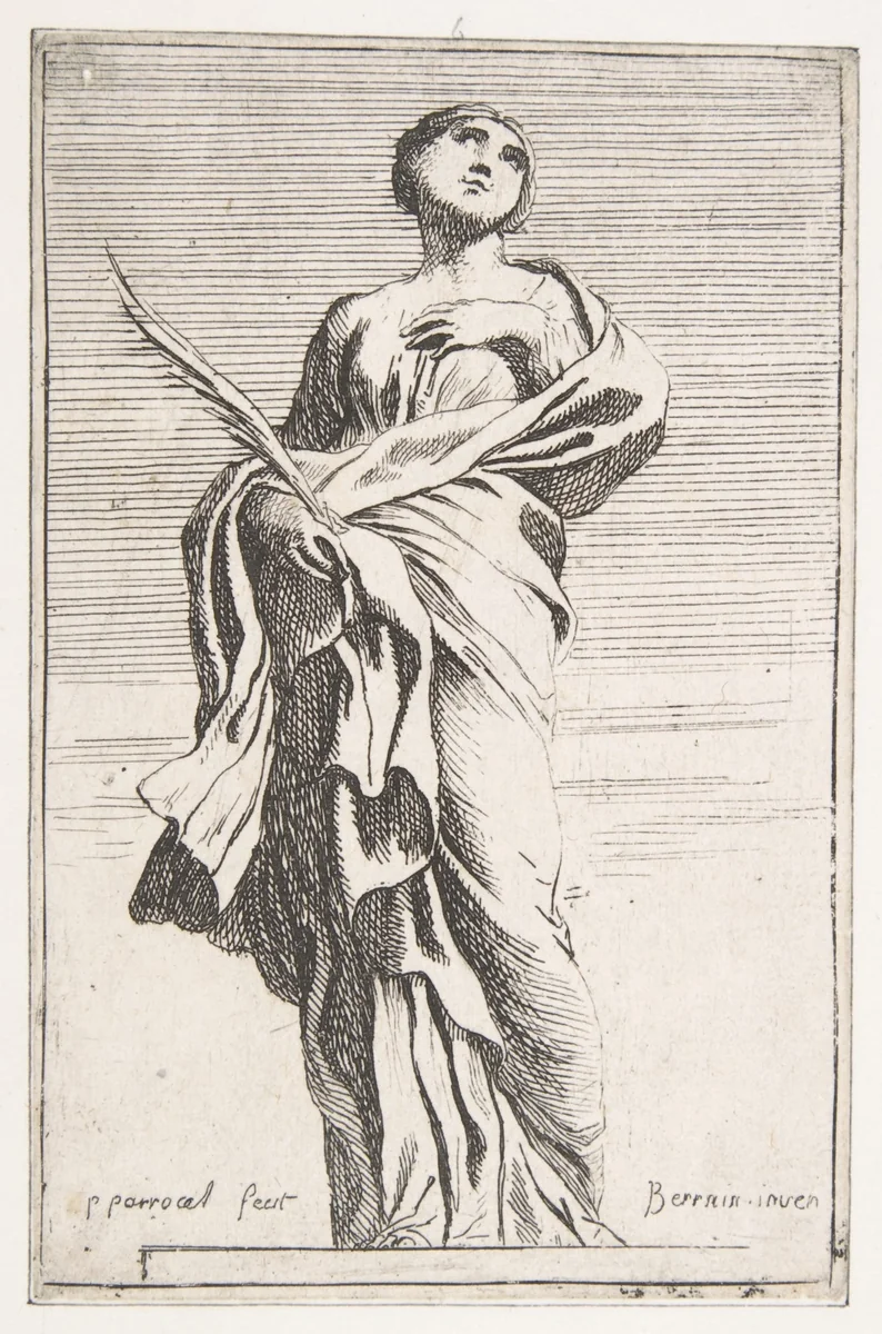 Standing Female Figure by Pierre Ignace Parrocel, print, 1739-1740