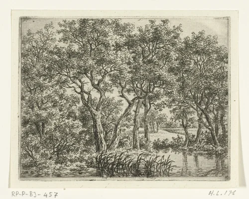 Boslandschap met vijver by Ernst Willem Jan Bagelaar, print, 1798-1837