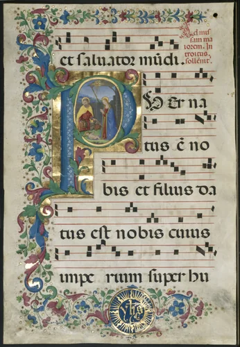 Leaf from a Gradual: Initial P with the Nativity by Attavante degli Attavanti, manuscript, 1495-1505