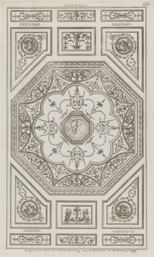 Ceiling Ornament, nos. CCCXXII–CCCXXVI, plate 50 from "Designs for Various Ornaments" by Michelangelo Pergolesi, print, 1791