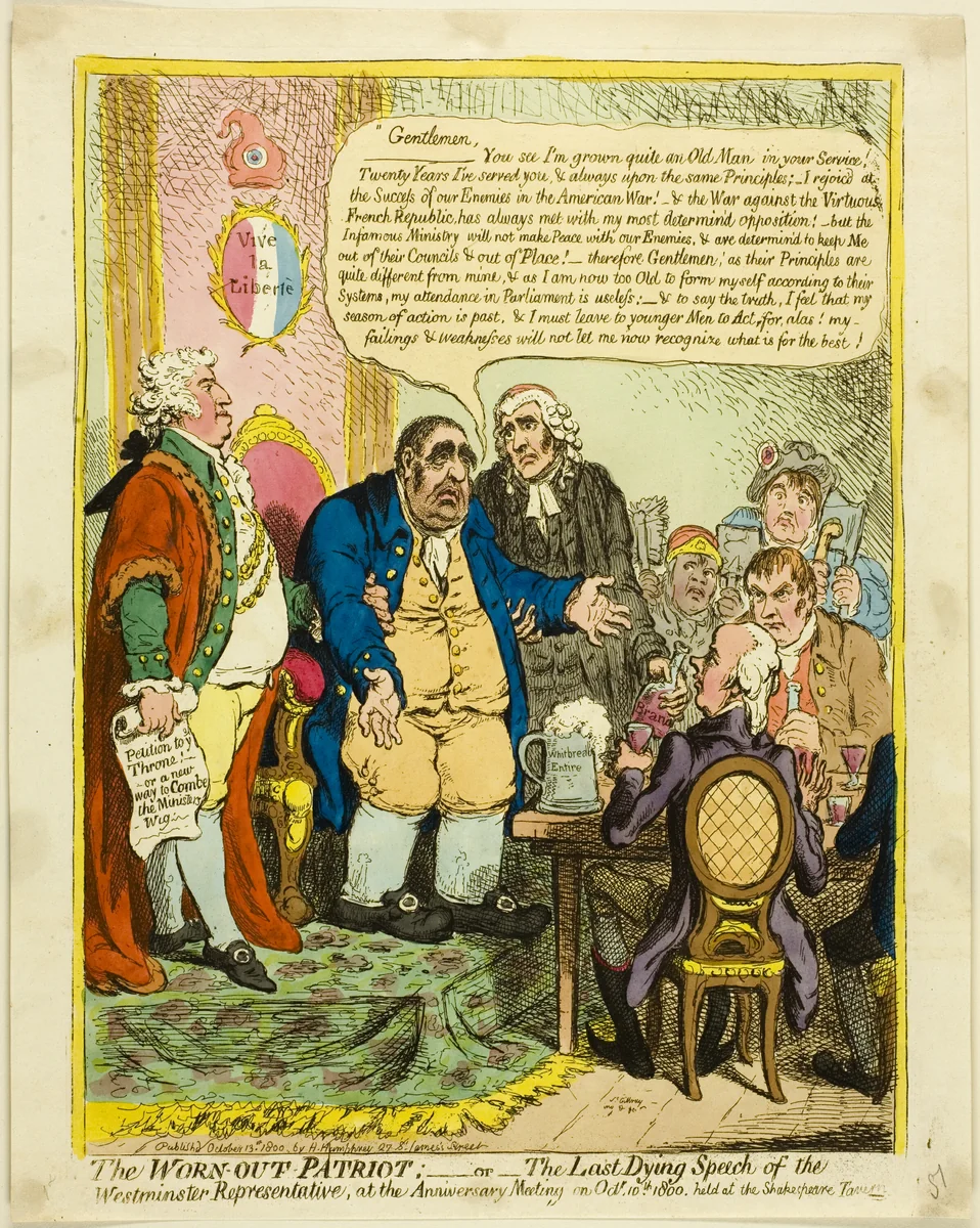 The Worn-out Patriot by James Gillray, print, 1800